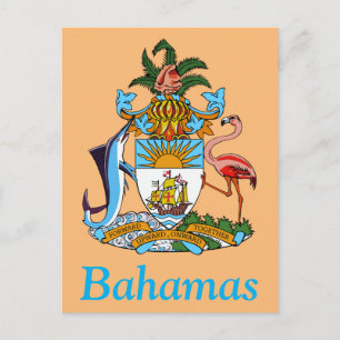 Postal Bahamas con escudo de armas (paraíso caribeño)