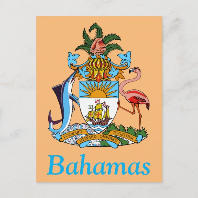 Postal Bahamas con escudo de armas (paraíso caribeño) (Anverso)
