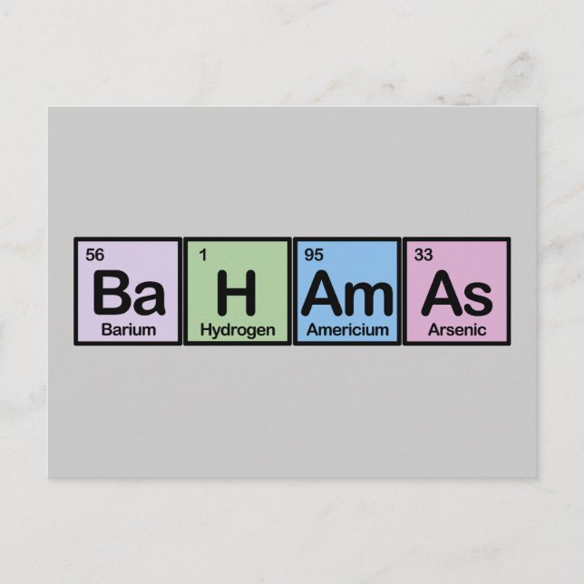 Postal Bahamas hecha de elementos (Anverso)