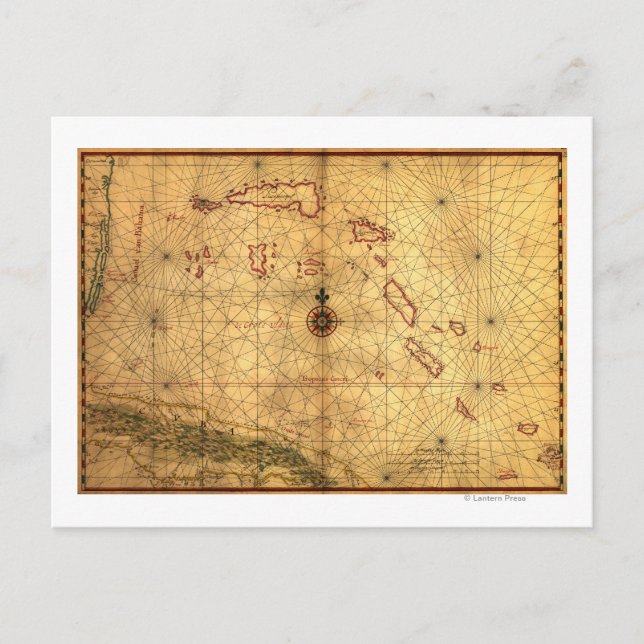 Postal Bahamas: Mapa Panorámico de Bahamas (Anverso)