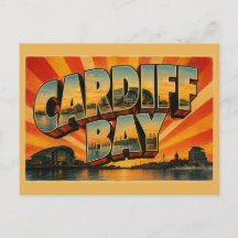 Bahía de Cardiff, arte de viaje vintage