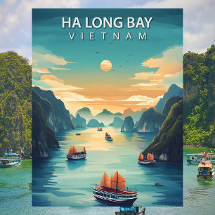 Postal Bahía de Ha Long Vietnam Retro Costa Sudeste Asiát