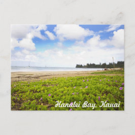 Postal Bahía de Hanalei, escena de playa tropical de Kaua