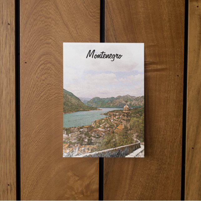 Postal Bahía de Kotor de Montenegro Retro (beautiful montenegro scenery postcard)