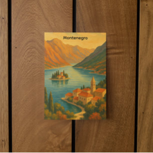 Postal Bahía de Kotor Montenegro Paisaje de Viaje Vintage