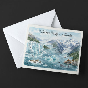 Postal Bahía de los Glaciares Alaska Parque Nacional Acua