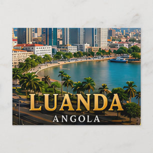 Postal Bahía de Luanda y horizonte moderno angoleño