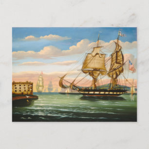 Postal Bahía de Nueva York, puesta del sol