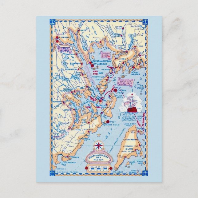 Postal Bahía de Passamaquoddy Maine  (Anverso)