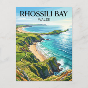 Postal Bahía de Rhossili Gales