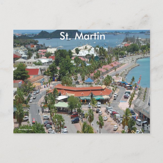 Postal Bahía de San Martín y Marigot (Anverso)