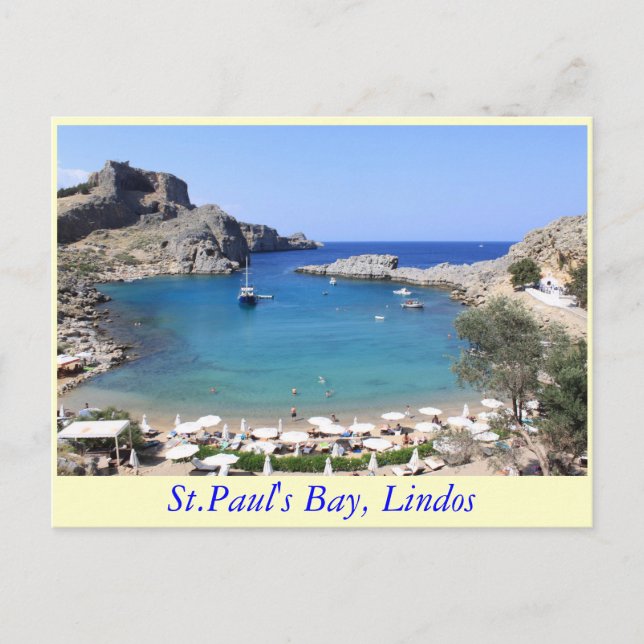 Postal Bahía de St.Paul, Lindos (Anverso)