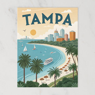 Postal Bahía de Tampa: Ilustracion tropical costero
