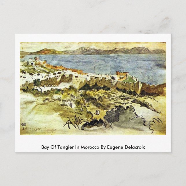 Postal Bahía De Tánger En Marruecos Por Eugene Delacroix (Anverso)