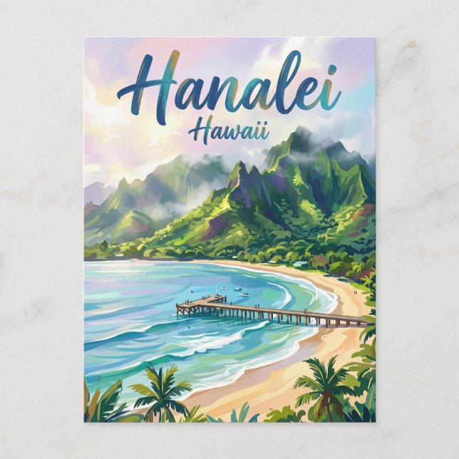 Postal Bahía Hanalei Hawaii (Anverso)