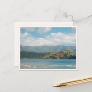 Postal Bahía Hanalei Hawaii Vista de Princeville En Blanc