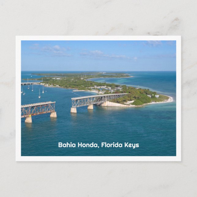 Postal Bahía Honda, Florida Keys vista aérea desde el oes (Anverso)