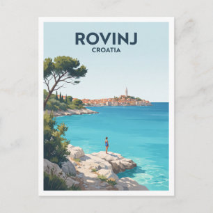 Postal Bahía Lone y casco antiguo de Rovinj, Istria, Croa