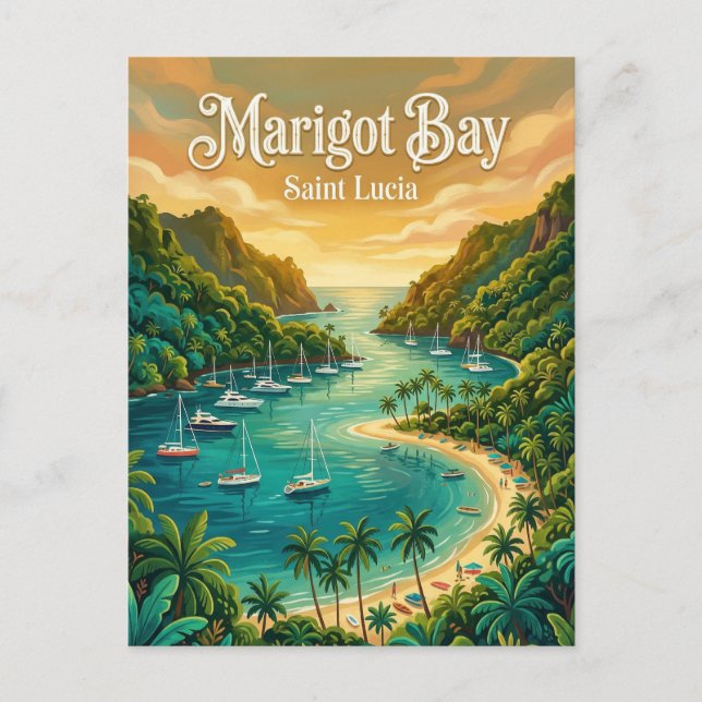 Postal Bahía Marigot Santa Lucía (Anverso)