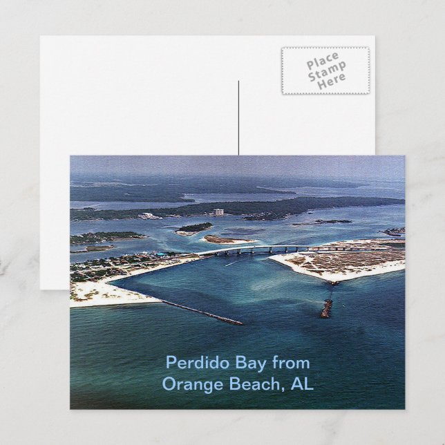 Postal Bahía Perdido desde Orange Beach, AL (Anverso / Reverso)