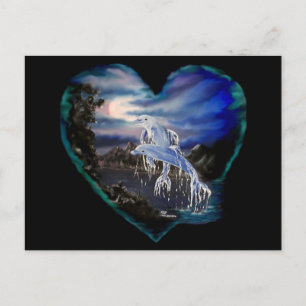 Postal Bahía por la noche, amor a los delfines