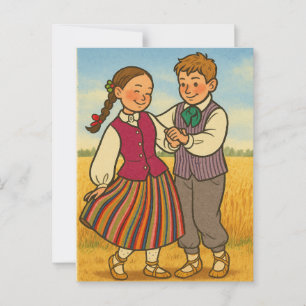 Postal Bailando a través de las tradiciones letonas
