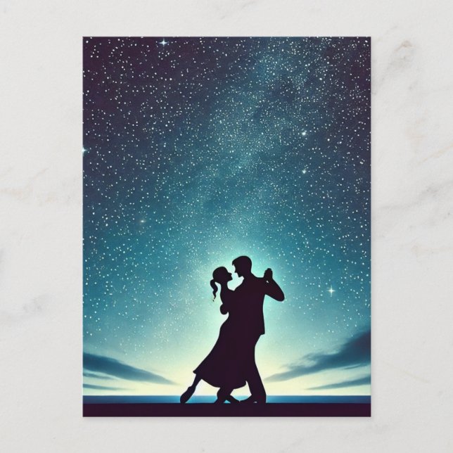 Postal Bailando bajo el cielo estrellado (Anverso)