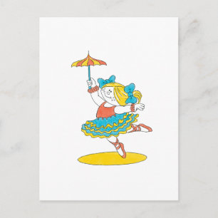 Postal Bailando con un paraguas