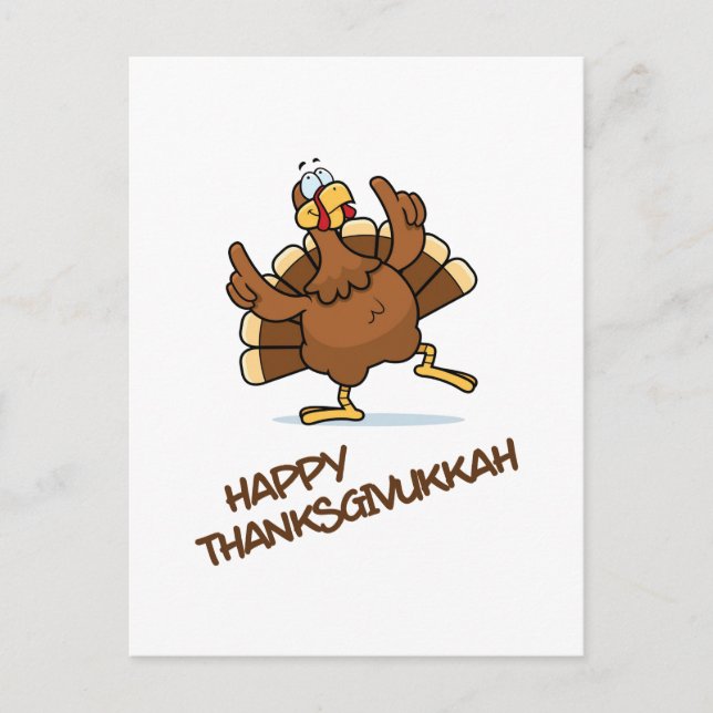 Postal Bailando Turquía celebra Thanksgivukkah (Anverso)