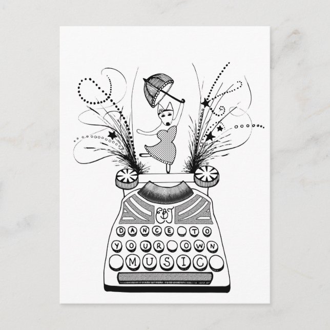 Postal Bailar con tu propia música English Bull Terrier (Anverso)