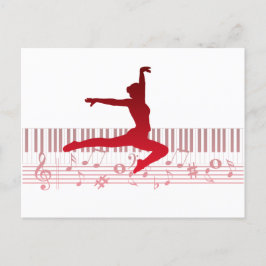 Postal Bailarín de ballet en un teclado      