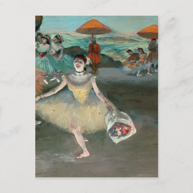 Postal Bailarín de Edgar Degas el | con el ramo, (Anverso)