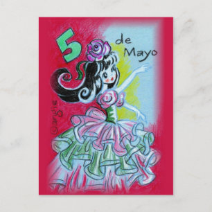 Postal Bailarín de flamenco mexicano del Cinco De Mayo