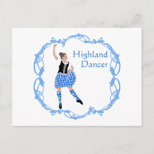 Postal Bailarín de las Highlands escocesas Nudo celta Azu