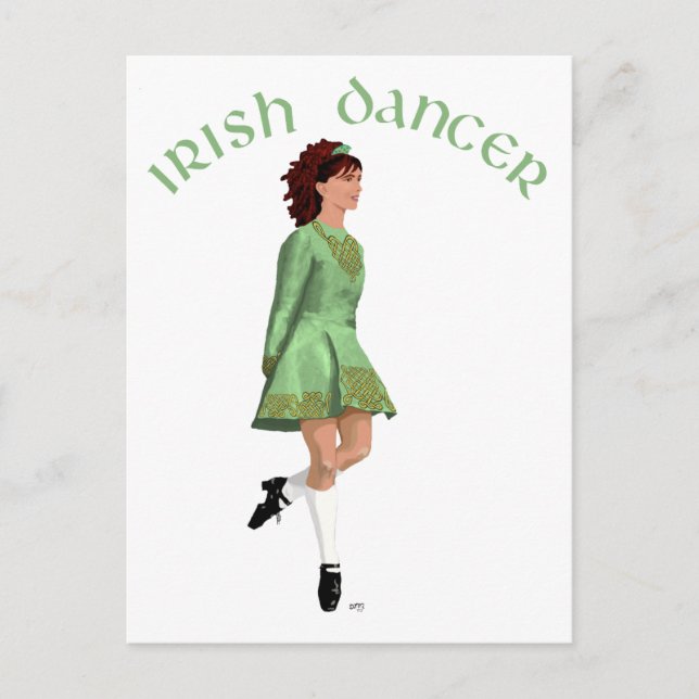 Postal Bailarín de paso irlandés - Verde (Anverso)
