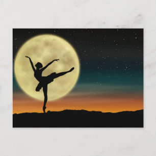 Postal Bailarín de siluetas de ballet lunar