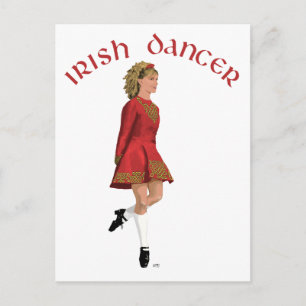 Postal Bailarín Irlandés de Rojo