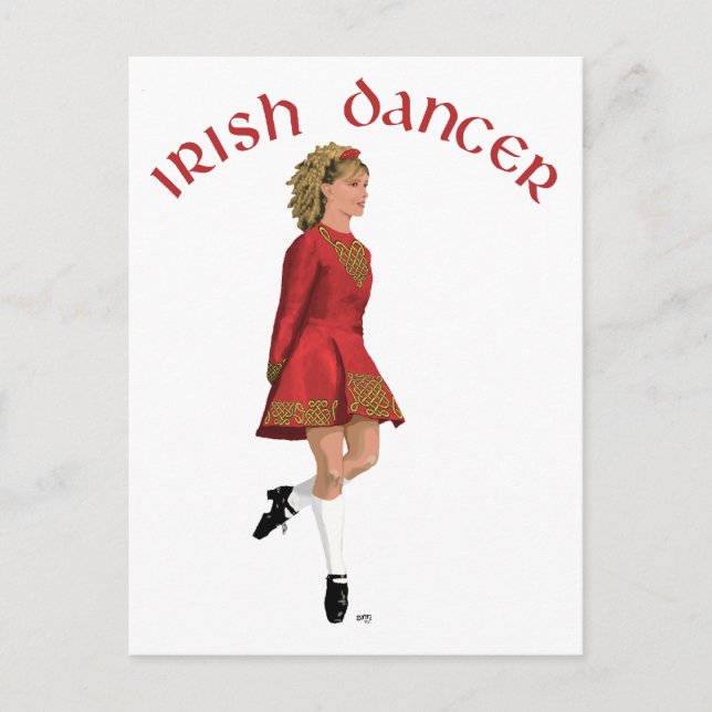 Postal Bailarín Irlandés de Rojo (Anverso)