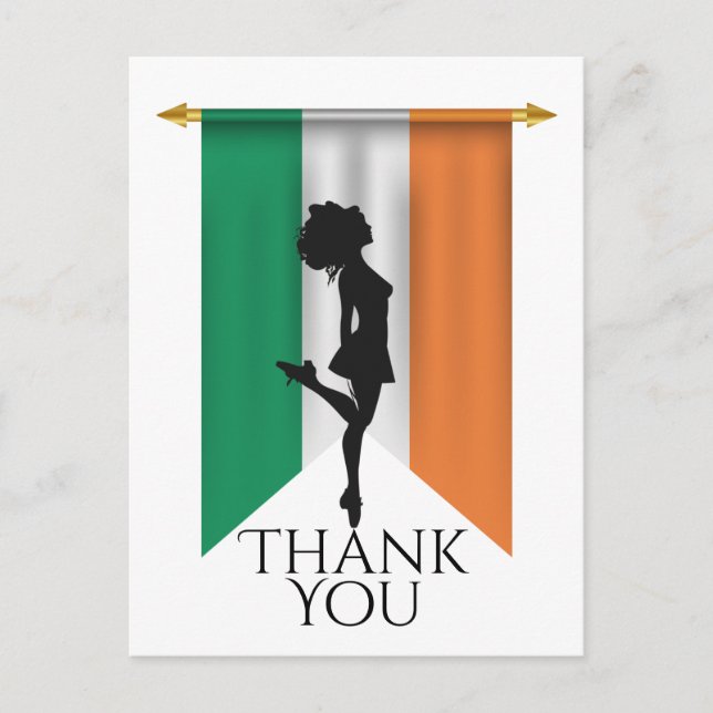 Postal Bailarín irlandés y bandera de Irlanda Baile Graci (Anverso)