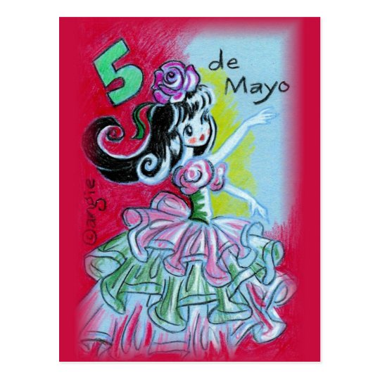 Postal Bailarín mexicano del flamenco de Cinco De Mayo