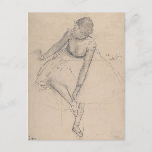 Postal Bailarina ajustando su zapatilla (Anverso)