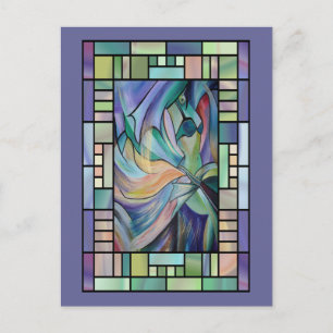 Postal Bailarina Belly de Medio Oriente con velos pastele