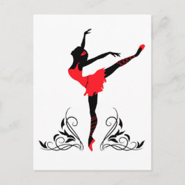 Postal Bailarina con adorno floral.