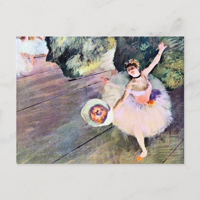Postal Bailarina con un Bouquet de flores de Edgar Degas (Anverso)