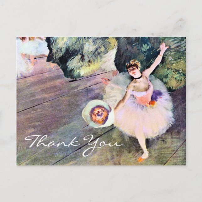 Postal Bailarina con un Bouquet de flores de Edgar Degas (Anverso)
