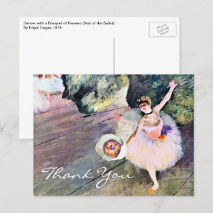 Postal Bailarina con un ramo de flores de Edgar Degas