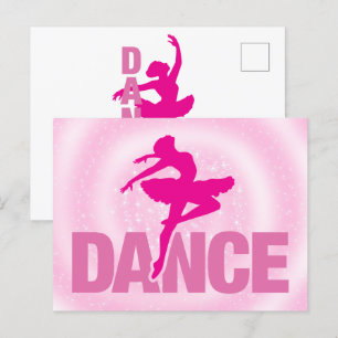 Postal Bailarina de Baile de Bola Rosa Brillante