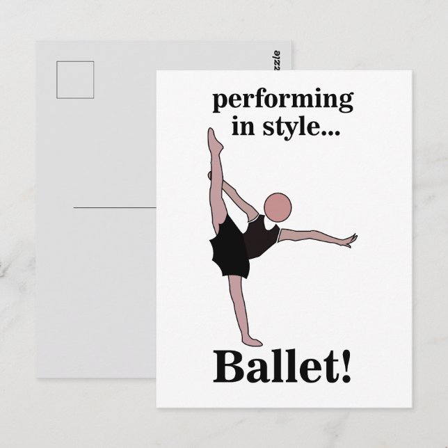 Postal Bailarina de ballet actuando con estilo (Anverso / Reverso)