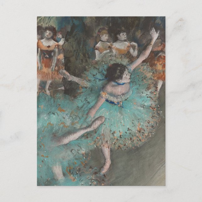 Postal Bailarina de ballet en verde Edgar Degas (Anverso)