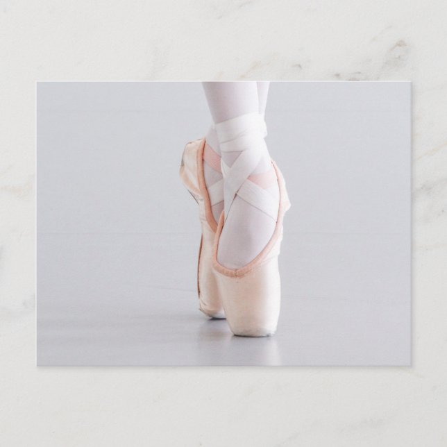 Postal Bailarina de ballet Pointe Shoes Zapatillas rosada (Anverso)